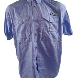 Columbia Mens Size L Purple Button PFG Shirt Fish
